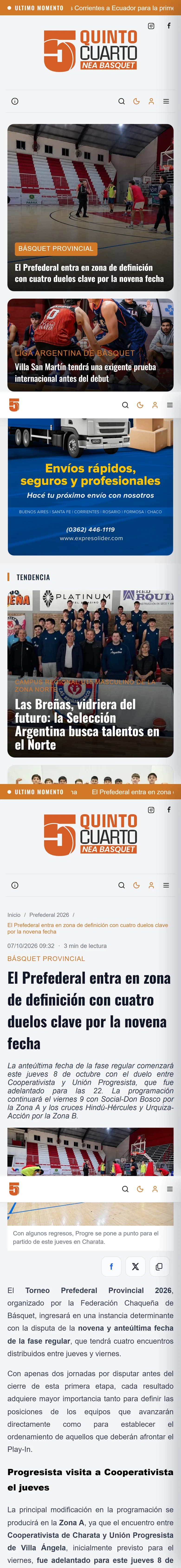 Quinto Cuarto NEA en el teléfono