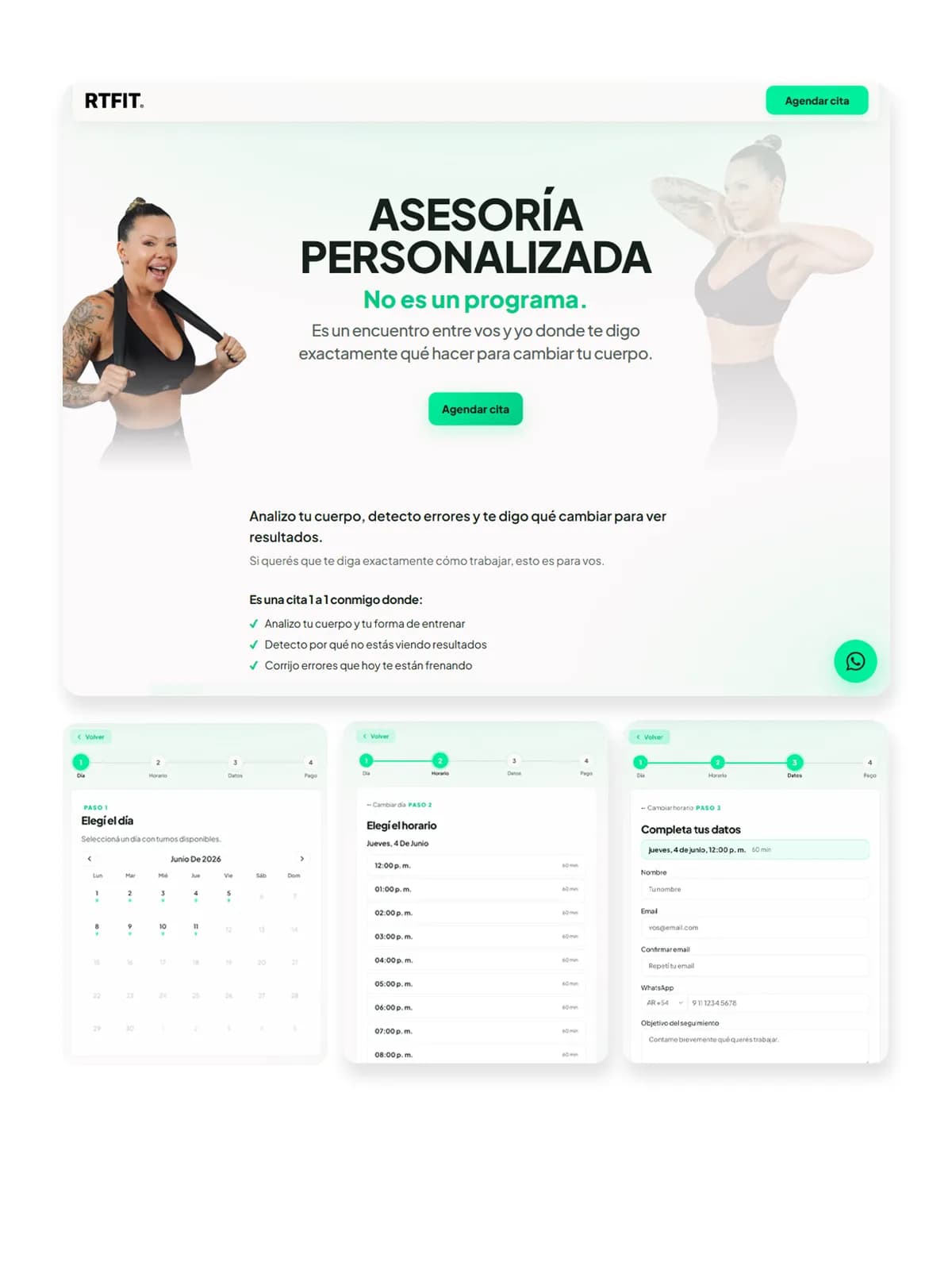 Web y sistema de asesoramiento personalizado para Romina Traetta 1 a 1