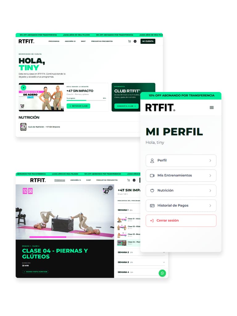 App, web y CRM de entrenamiento RTFIT