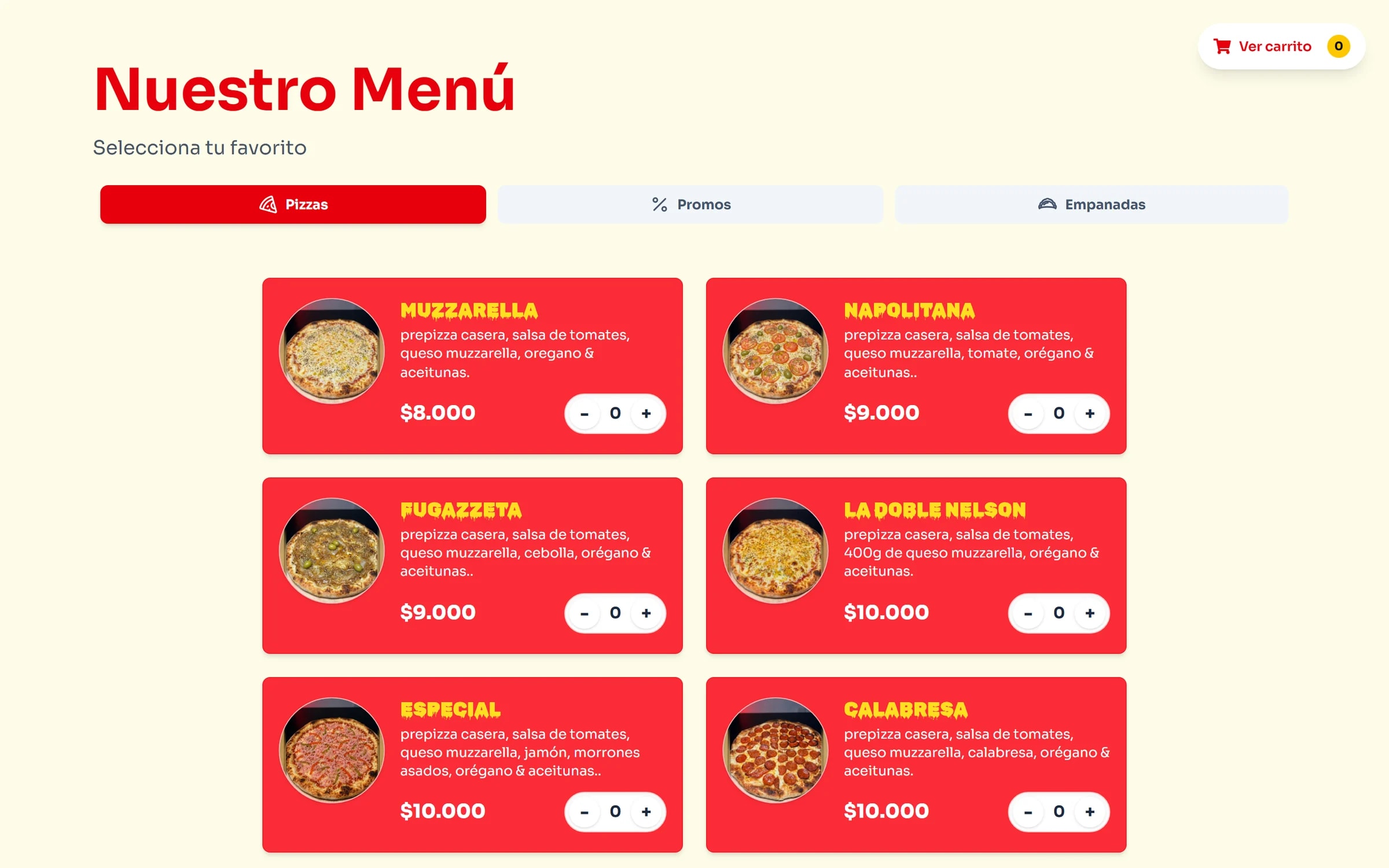 El menú en la computadora. Web de La Que Va.