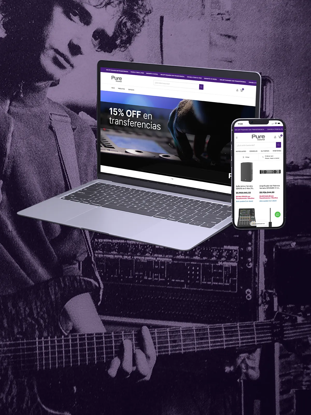 Tienda online de Pure Sound desarrollada por Tiny Studio