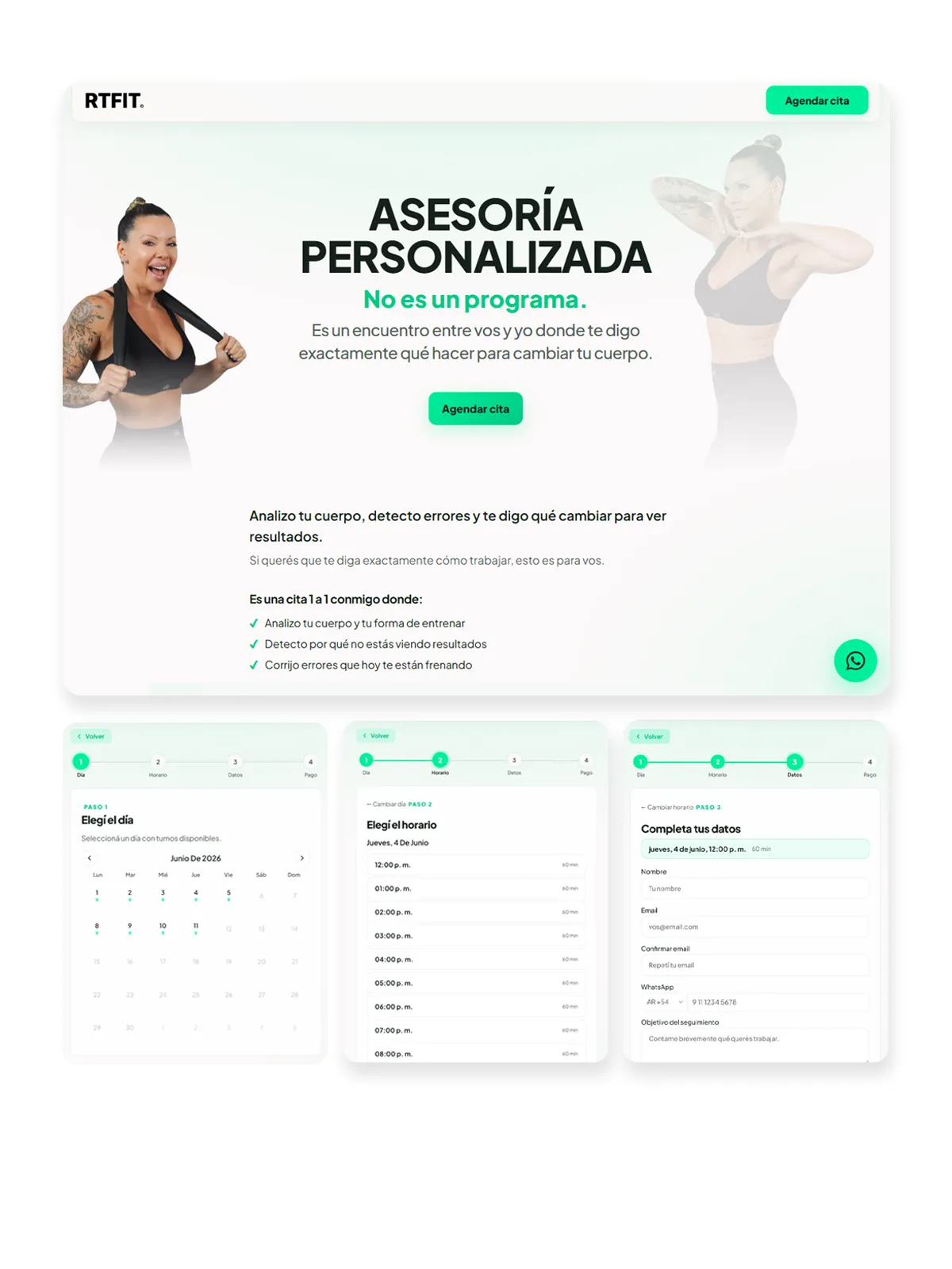 Web y sistema de asesoramiento personalizado para Romina Traetta 1 a 1